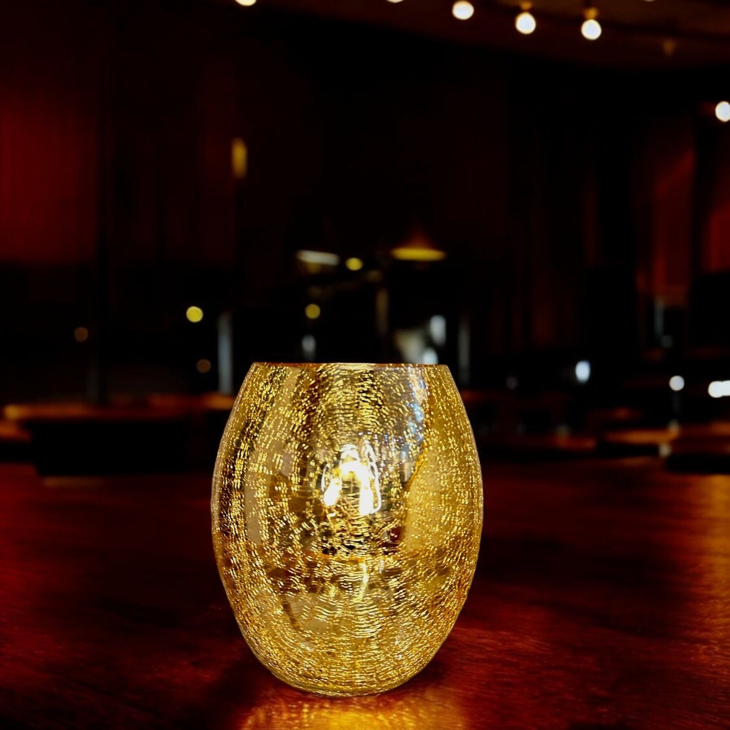 GLASS GOLDEN CRACKED VASE LARGE