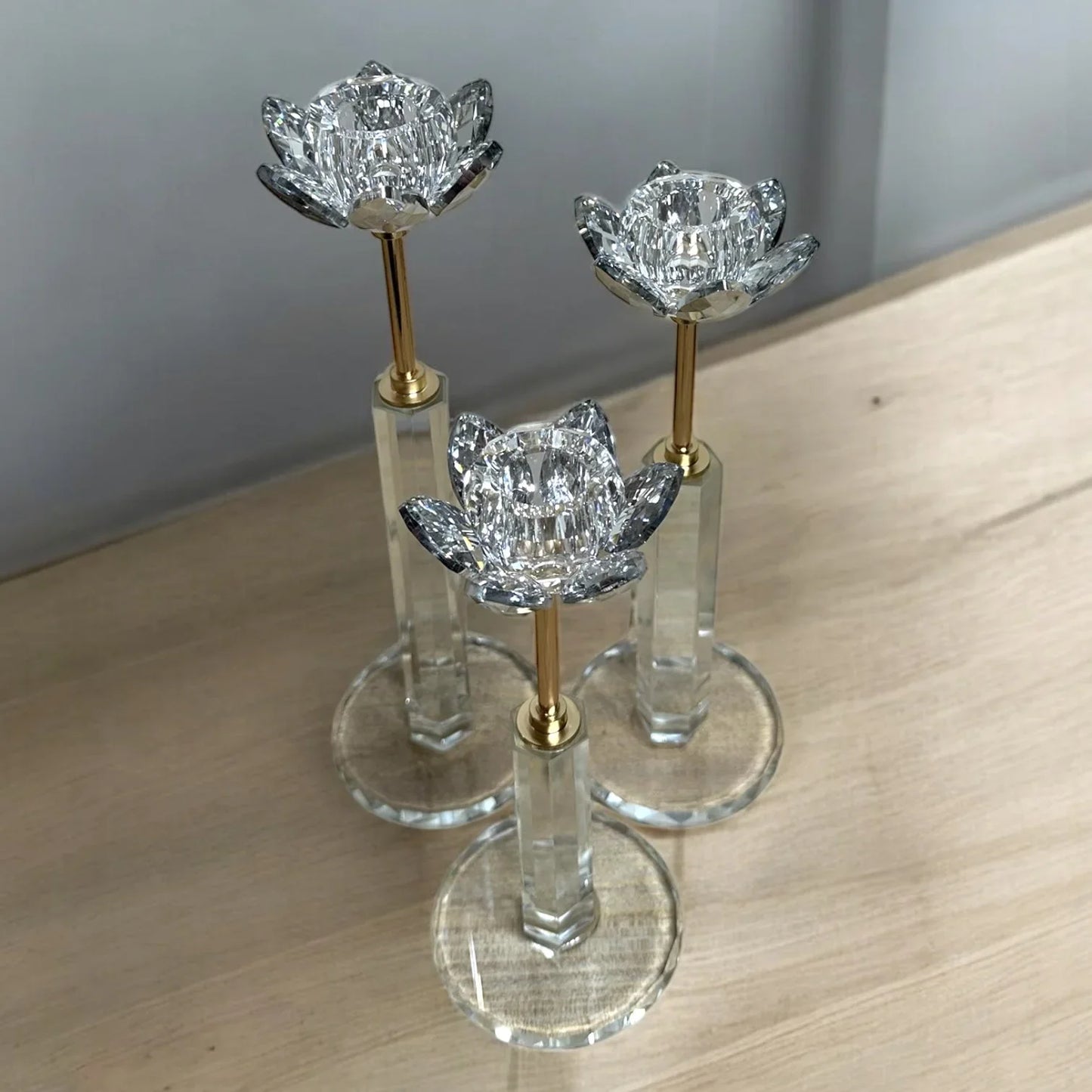 3-P CRYSTAL CANDLEHOLDERS
