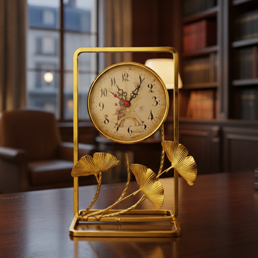 Vintage Parisian Ginkgo Clock