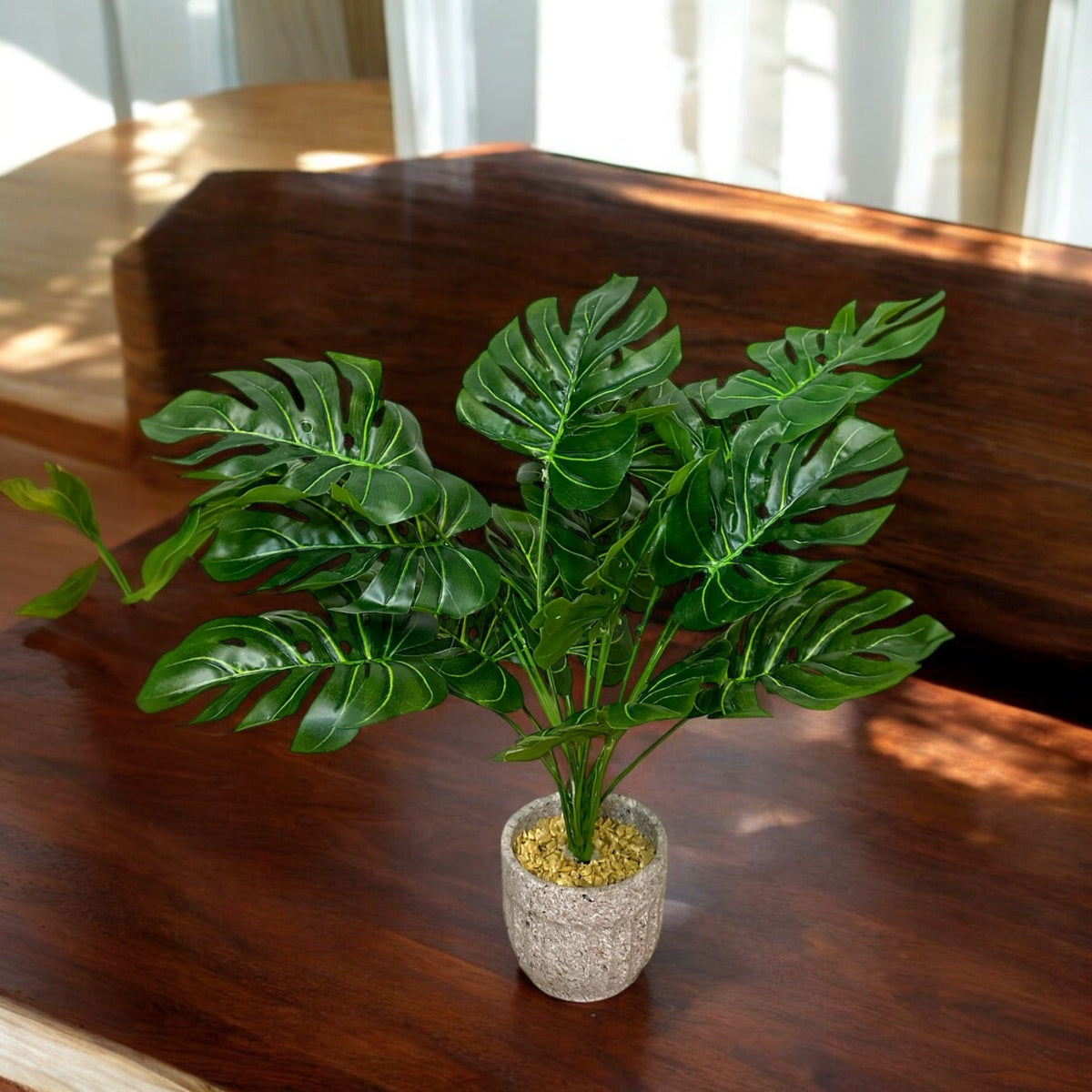 EMERALD GREEN LEAVES WITH MARBLE POT