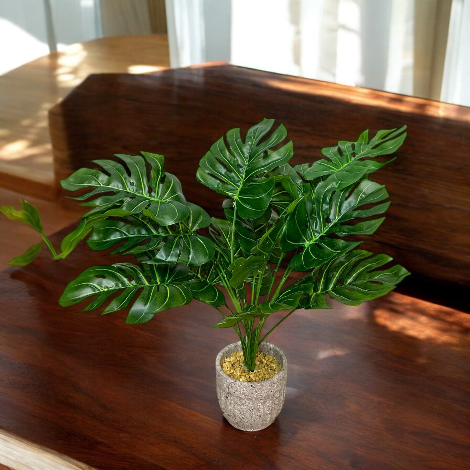 EMERALD GREEN LEAVES WITH MARBLE POT