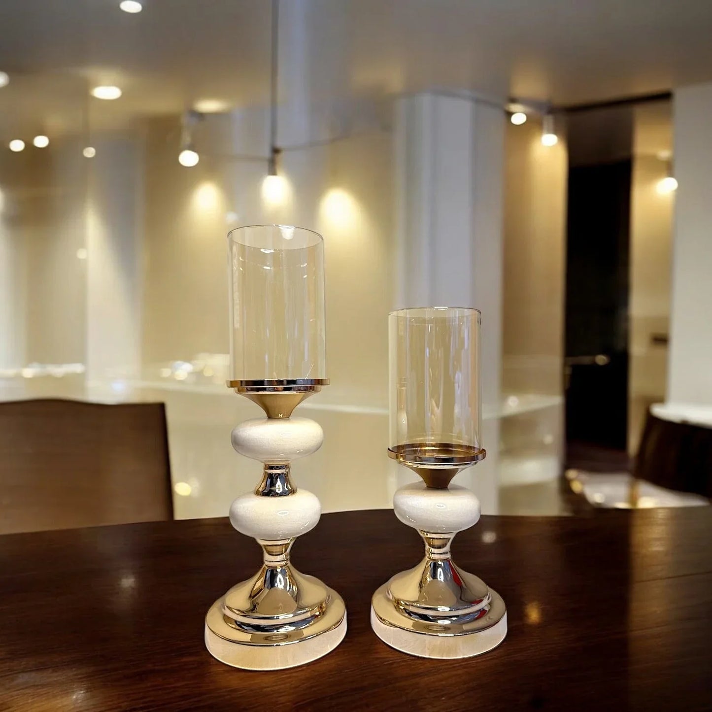 GOLDEN MARBLE CANDLE HOLDERS