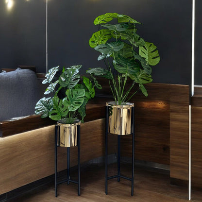 METAL GOLDEN PLANTER 2-P SET
