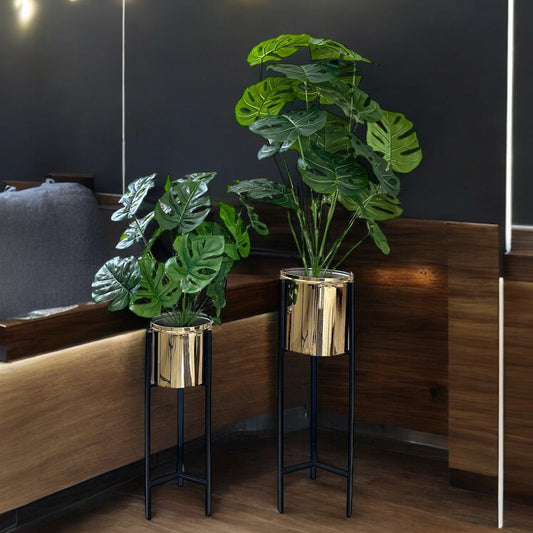 METAL GOLDEN PLANTER 2-P SET