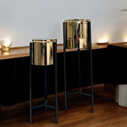 METAL GOLDEN PLANTER 2-P SET