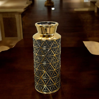 BLACK AND GOLD URN JAR (L)