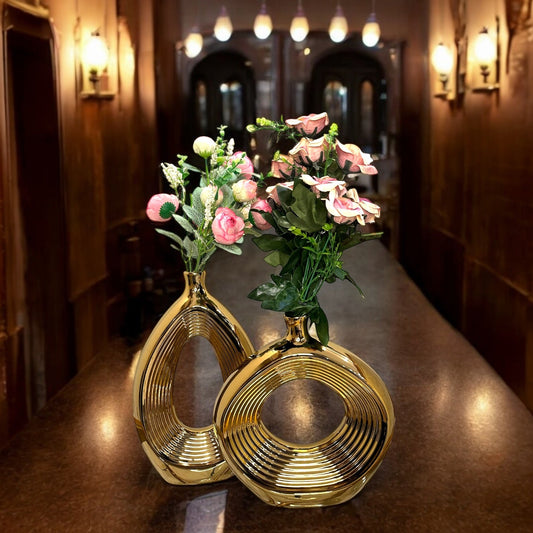 GOLDEN CERAMIC VASE DUO