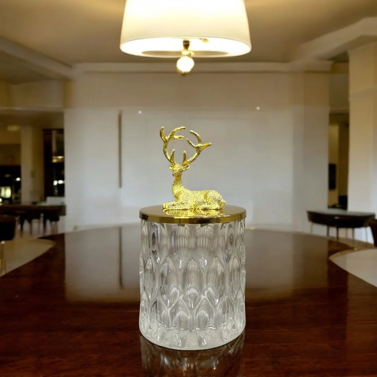 GLASS CANDY WITH GOLDEN LID