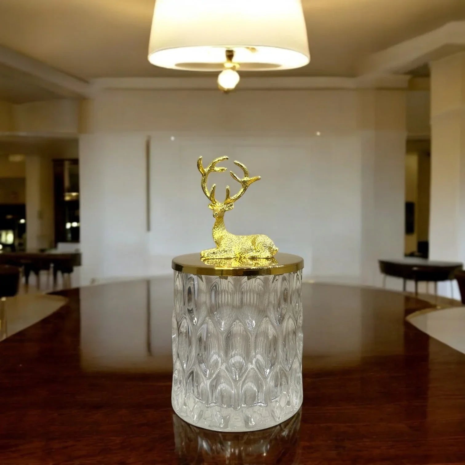 GLASS CANDY WITH GOLDEN LID