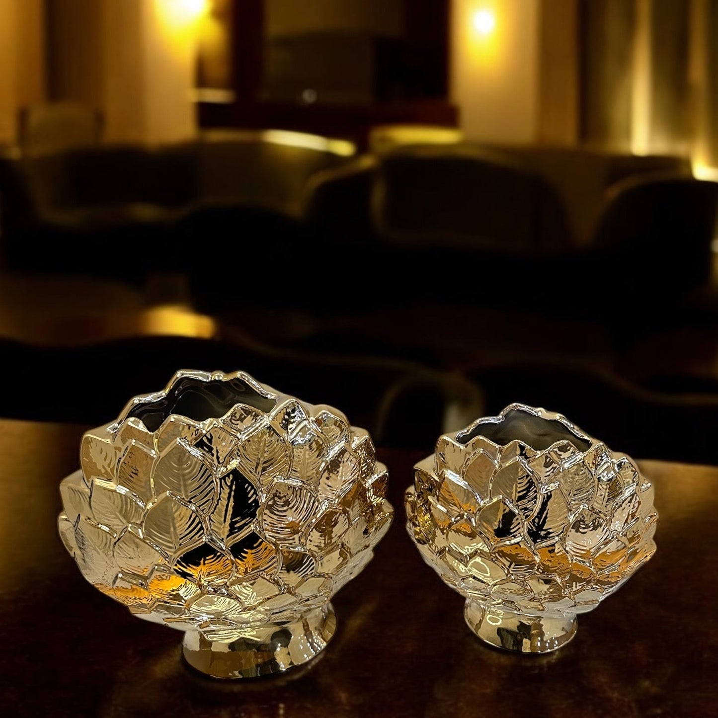 Golden Leaf Vase Set