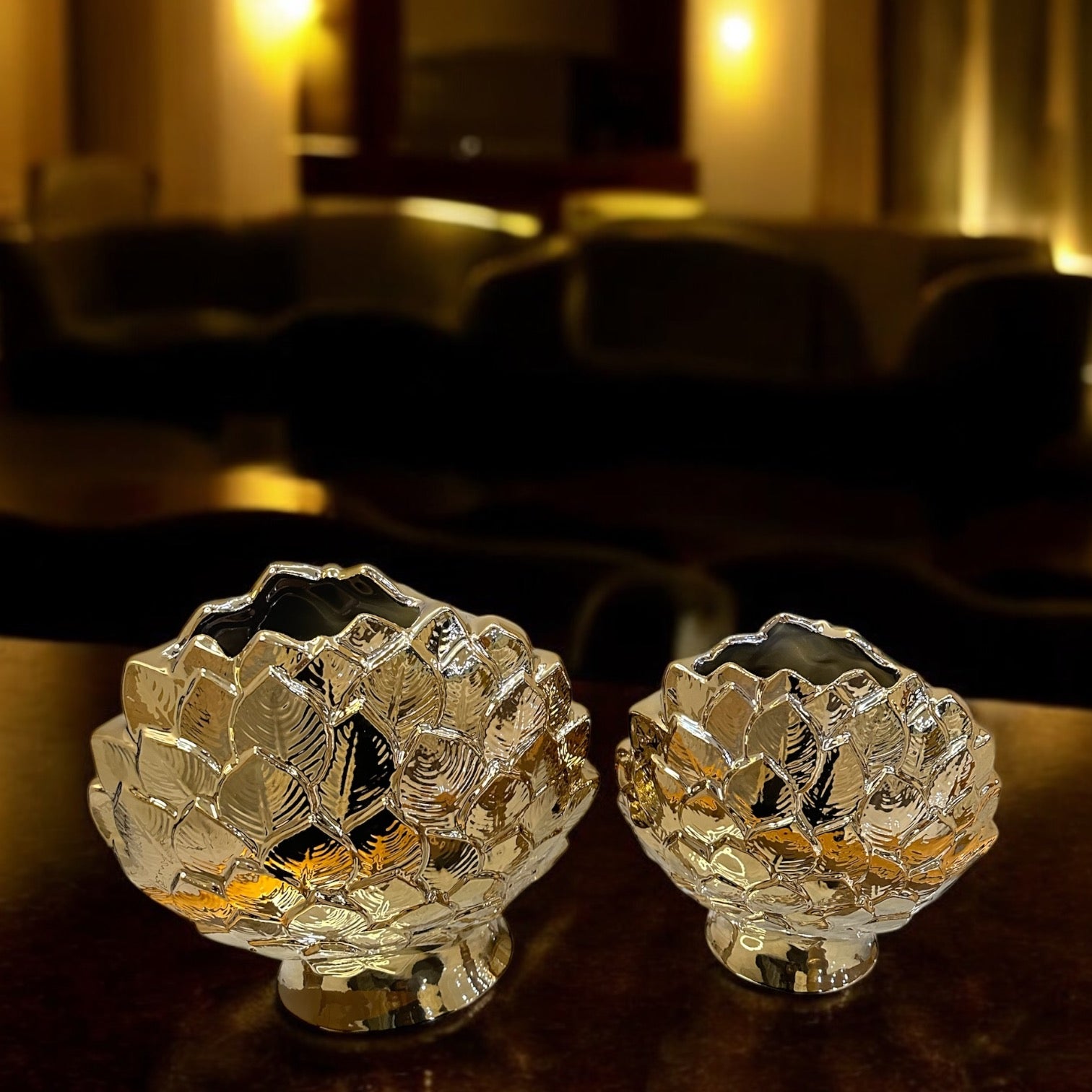 Golden Leaf Vase Set