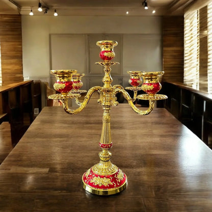 GOLDEN AND RED CANDELABRUM