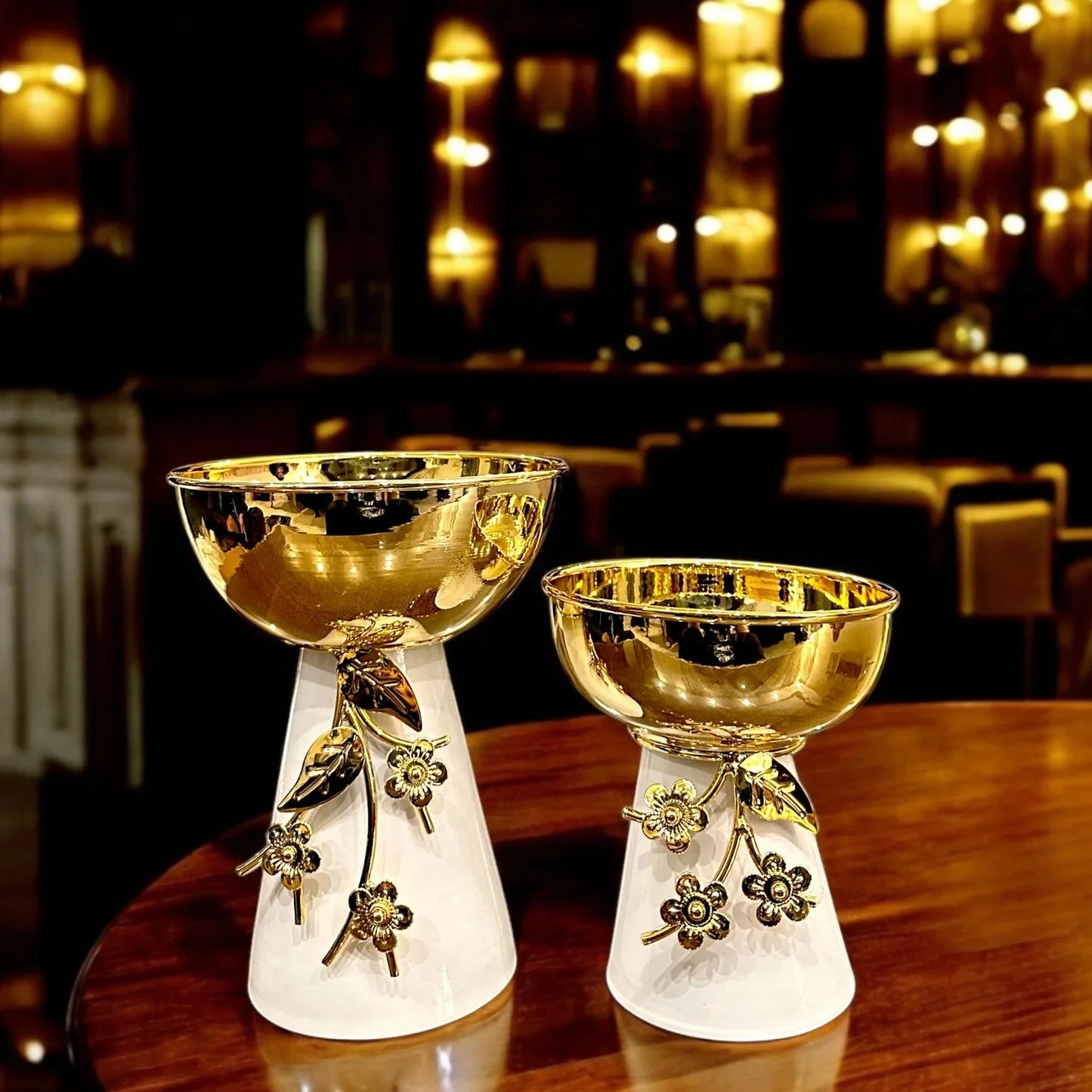 GOLD AND WHITE METAL CANDY JAR