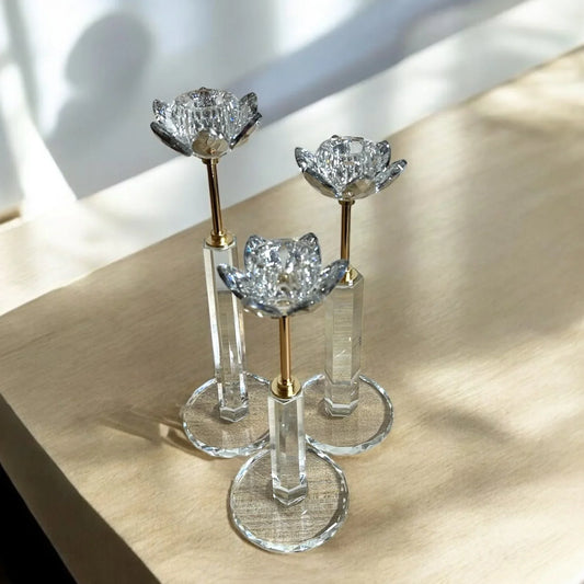 3-P CRYSTAL CANDLEHOLDERS